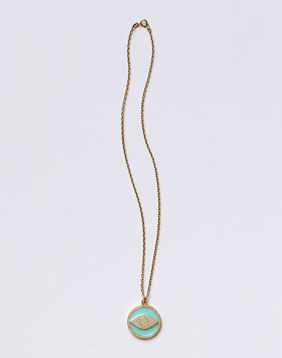 Enamel Eye Necklace: Tiffany Blue