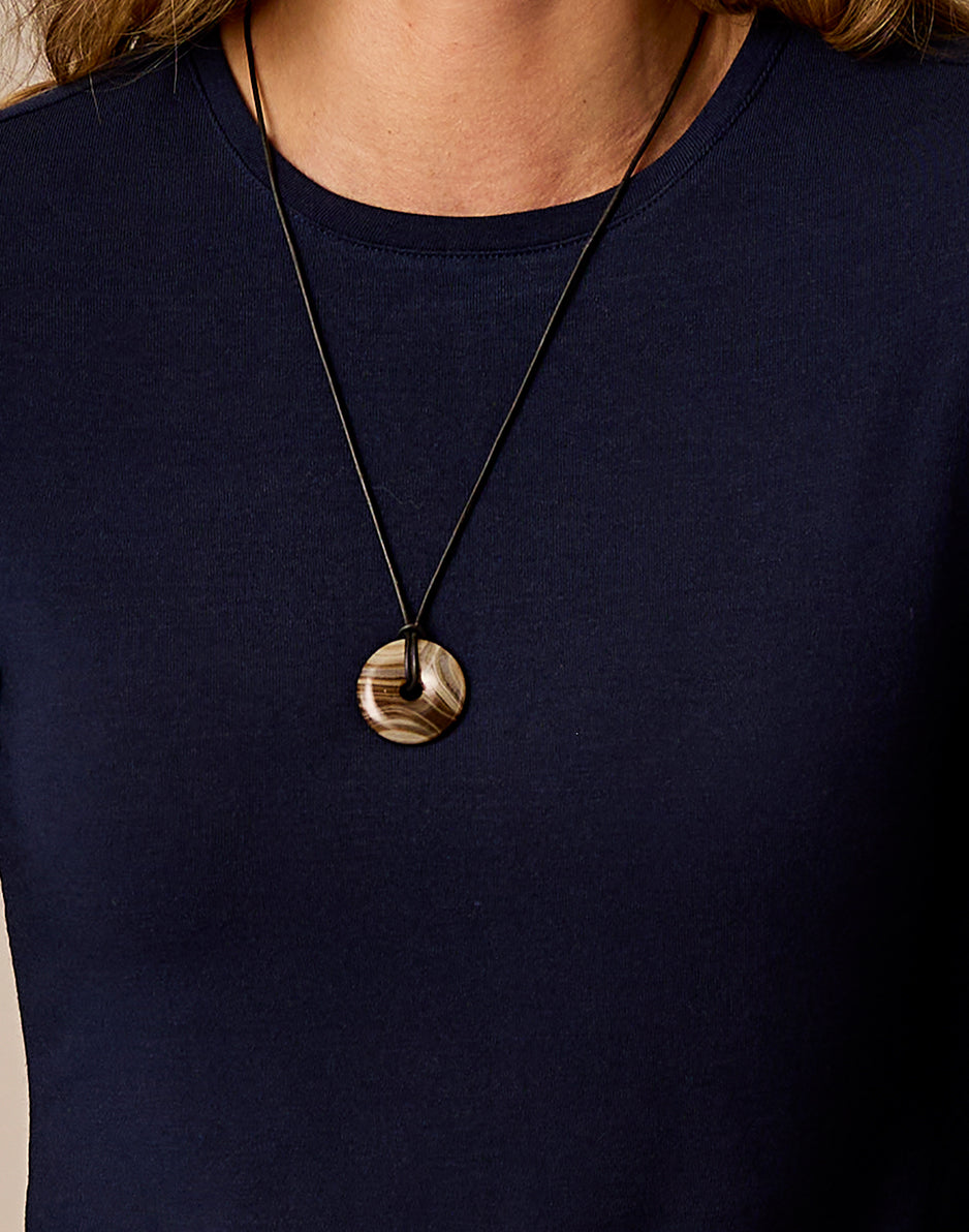 Coffee Onyx Agate Pendant: Black
