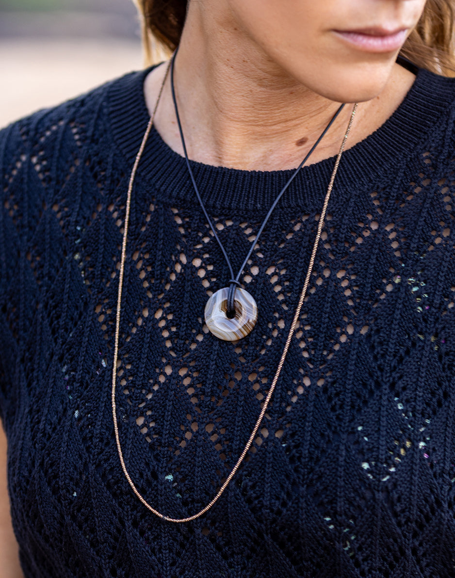 Coffee Onyx Agate Pendant: Black